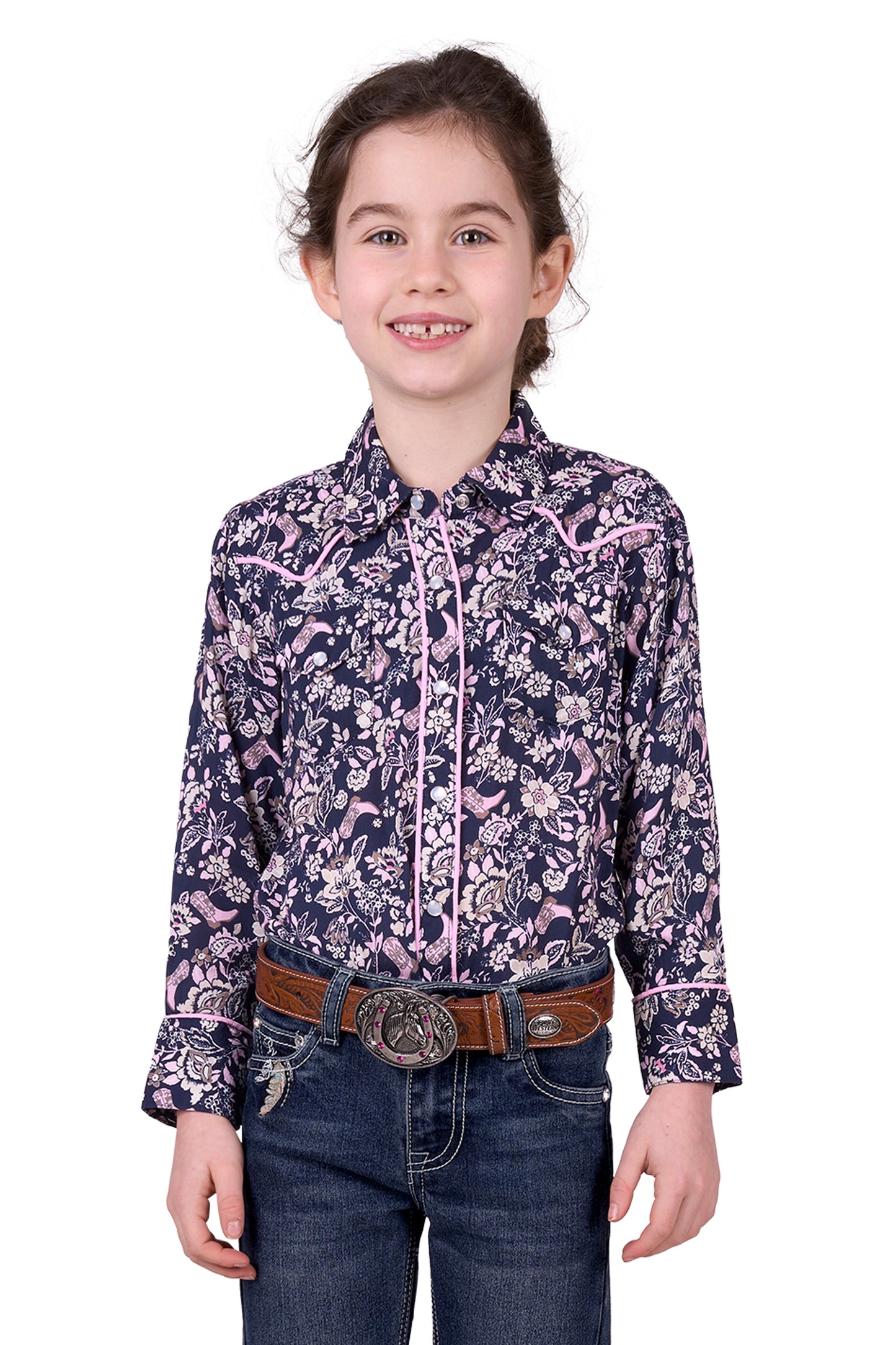 Pure Western Girl’s Hannah Print Western Long Sleeve Shirt