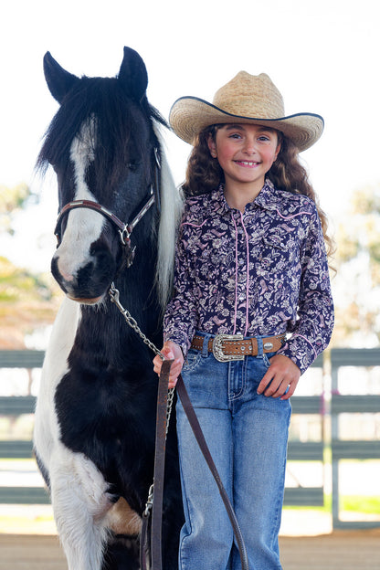 Pure Western Girl’s Hannah Print Western Long Sleeve Shirt