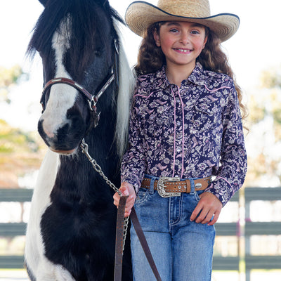 Pure Western Girl’s Hannah Print Western Long Sleeve Shirt