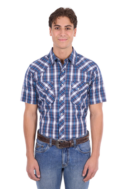 Pure Western Men’s Larry Check Western Short Sleeve Shirt