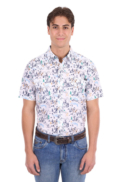 Pure Western Men’s Mike Print Western Short Sleeve Shirt