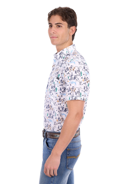 Pure Western Men’s Mike Print Western Short Sleeve Shirt