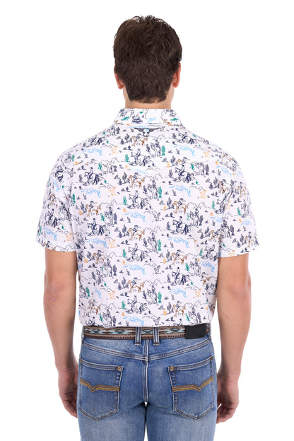 Pure Western Men’s Mike Print Western Short Sleeve Shirt