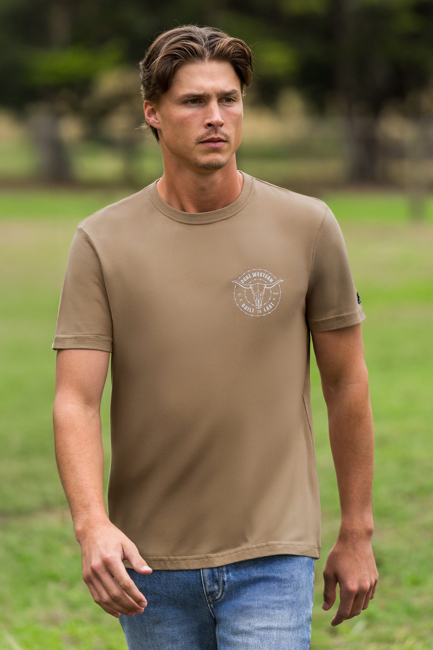 Pure Western Men’s Walker Short Sleeve Tee - Sand