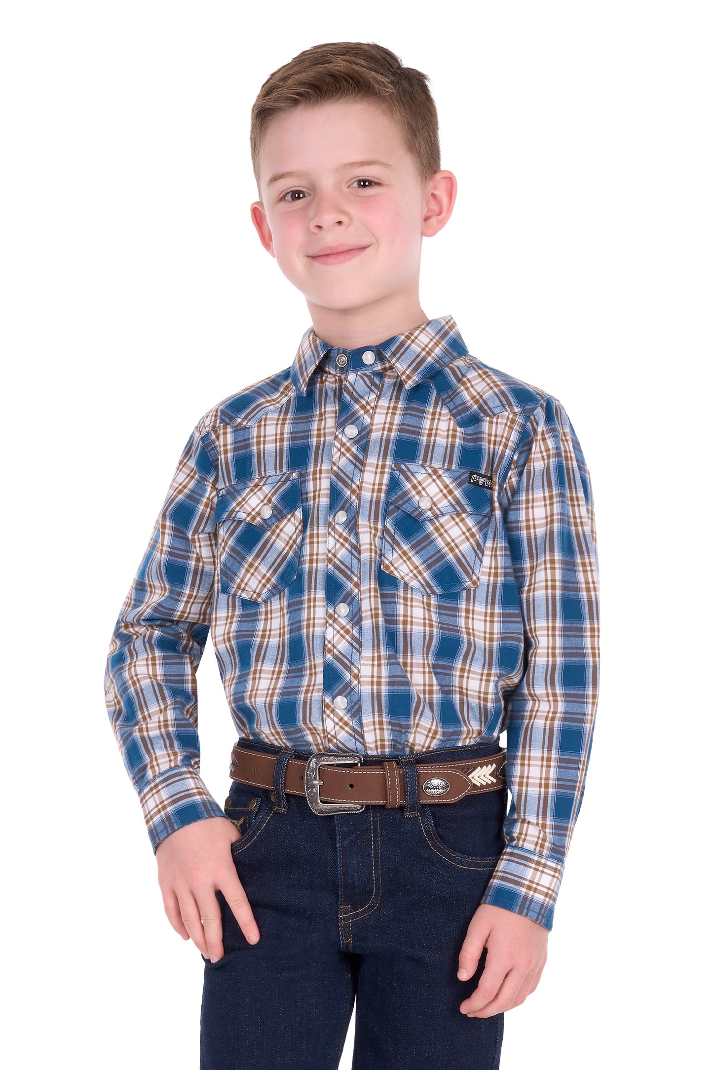 Pure Western Boy’s Todd Check Western Long Sleeve Shirt