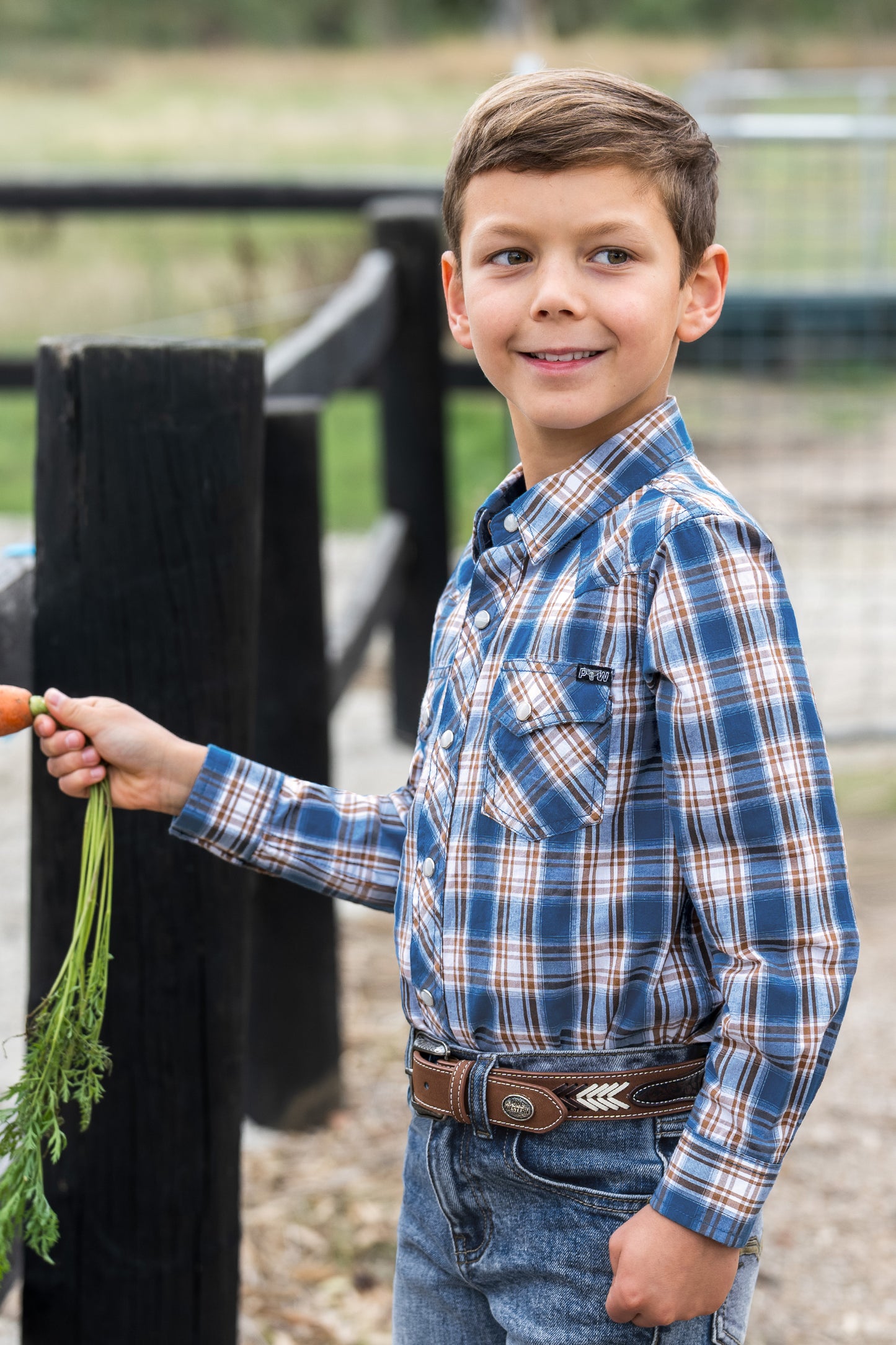 Pure Western Boy’s Todd Check Western Long Sleeve Shirt