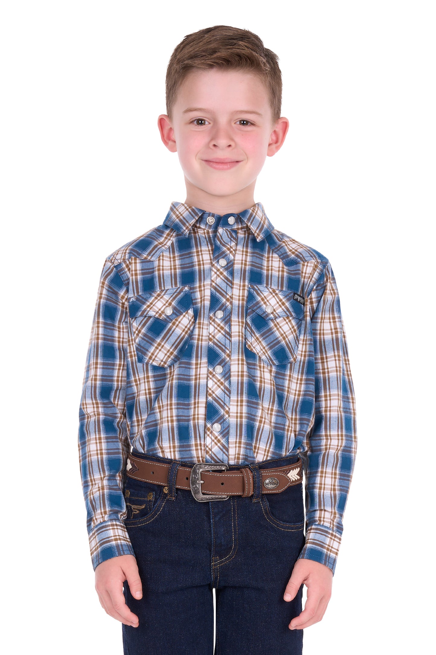 Pure Western Boy’s Todd Check Western Long Sleeve Shirt