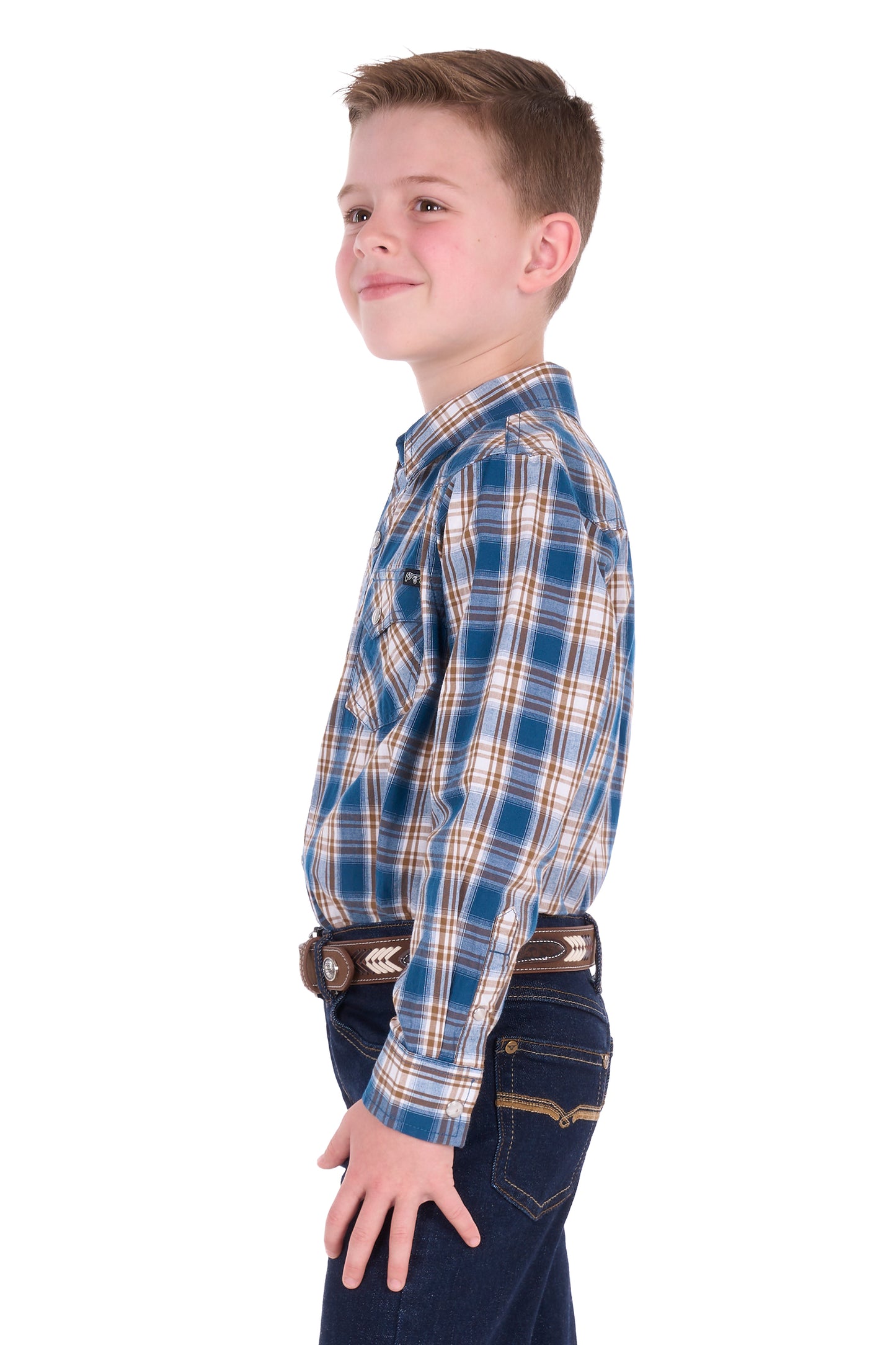 Pure Western Boy’s Todd Check Western Long Sleeve Shirt