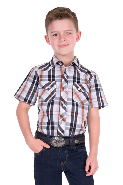 Pure Western Boy’s Terry Check Western Short Sleeve Shirt