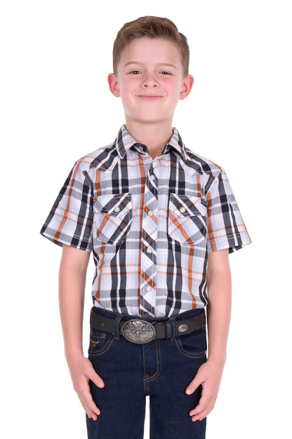 Pure Western Boy’s Terry Check Western Short Sleeve Shirt