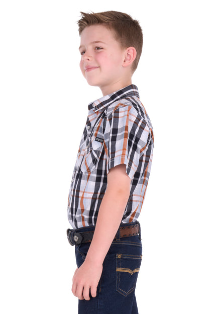 Pure Western Boy’s Terry Check Western Short Sleeve Shirt