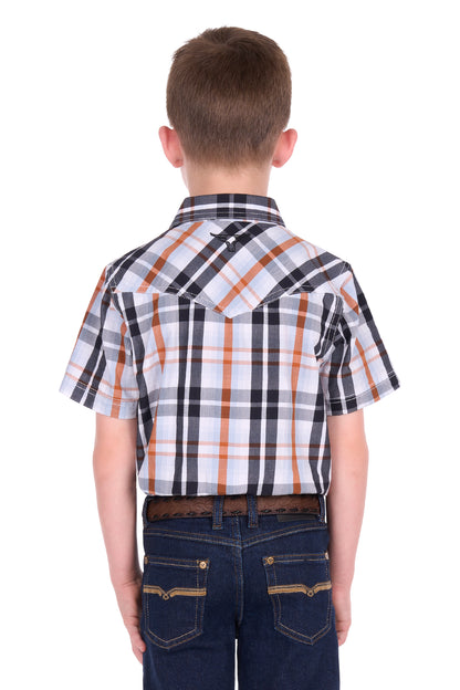 Pure Western Boy’s Terry Check Western Short Sleeve Shirt