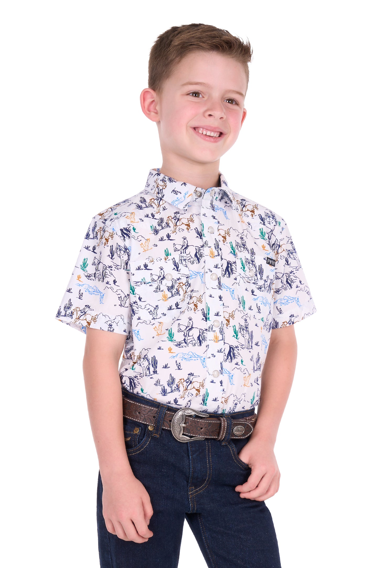 Pure Western Boy’s Mike Print Western Short Sleeve Shirt