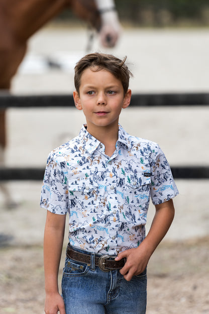 Pure Western Boy’s Mike Print Western Short Sleeve Shirt