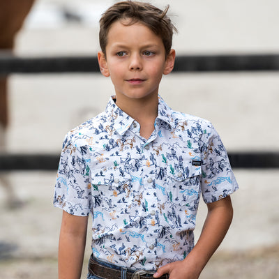 Pure Western Boy’s Mike Print Western Short Sleeve Shirt