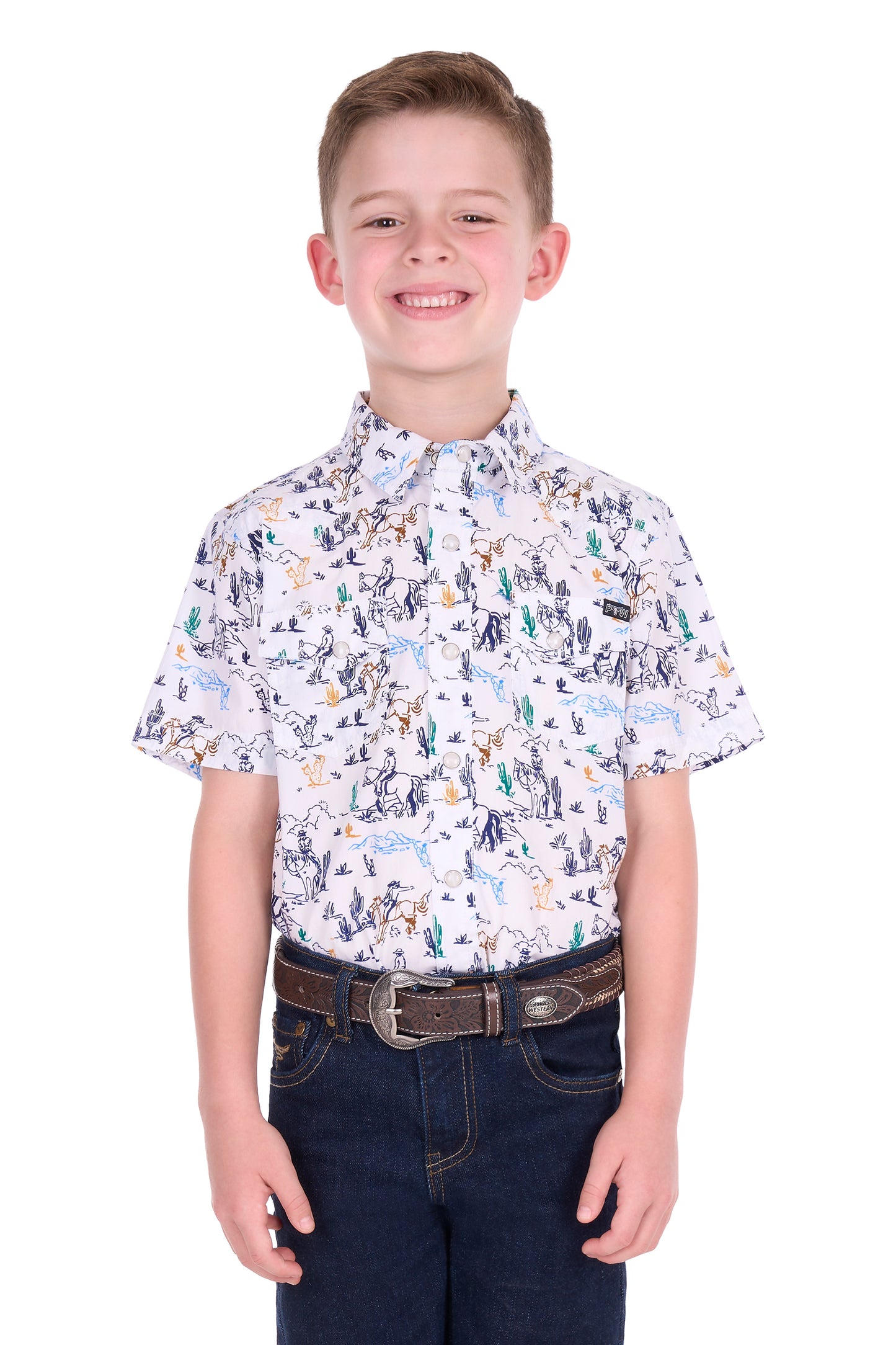 Pure Western Boy’s Mike Print Western Short Sleeve Shirt
