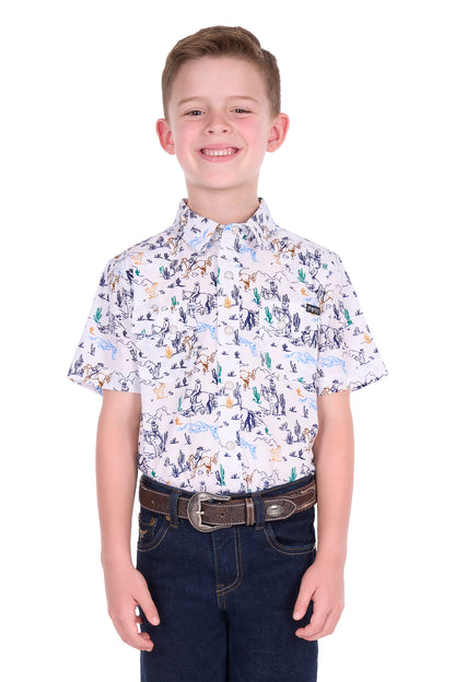 Pure Western Boy’s Mike Print Western Short Sleeve Shirt