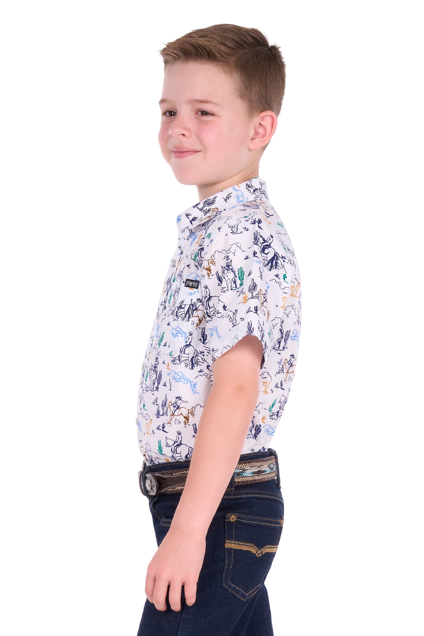 Pure Western Boy’s Mike Print Western Short Sleeve Shirt