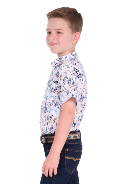 Pure Western Boy’s Mike Print Western Short Sleeve Shirt