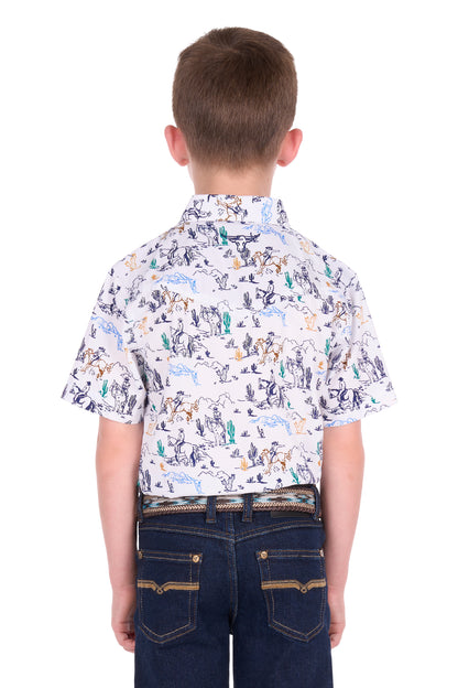 Pure Western Boy’s Mike Print Western Short Sleeve Shirt