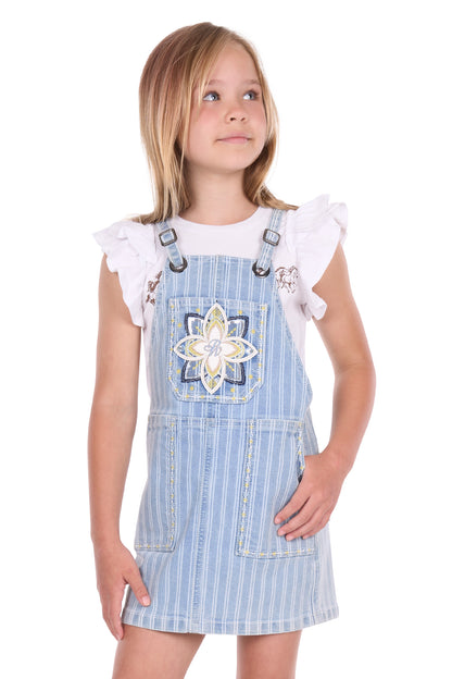 Pure Western Girl’s Freya Stripe Denim Pinafore Dress