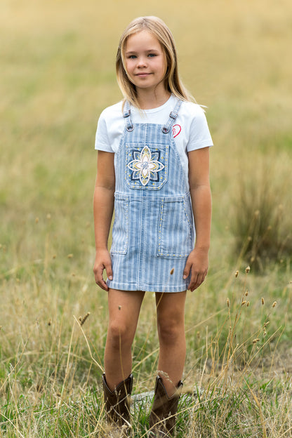 Pure Western Girl’s Freya Stripe Denim Pinafore Dress