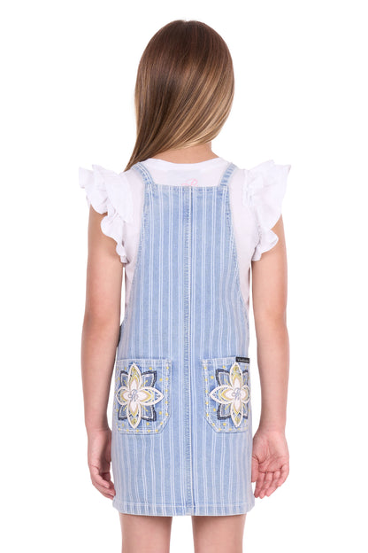 Pure Western Girl’s Freya Stripe Denim Pinafore Dress