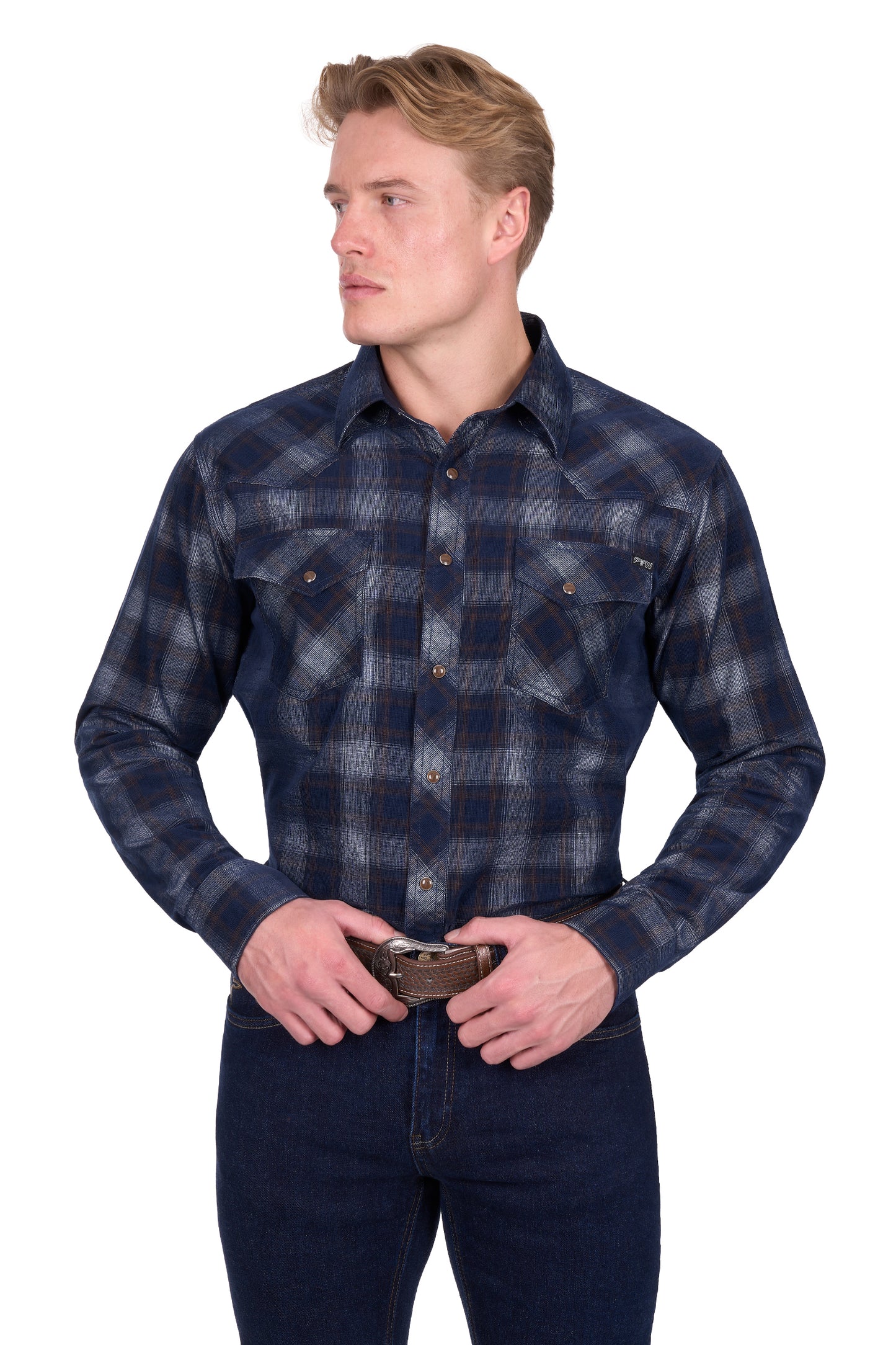 Pure Western Men’s Harley Check Cord Western Long Sleeve Shirt