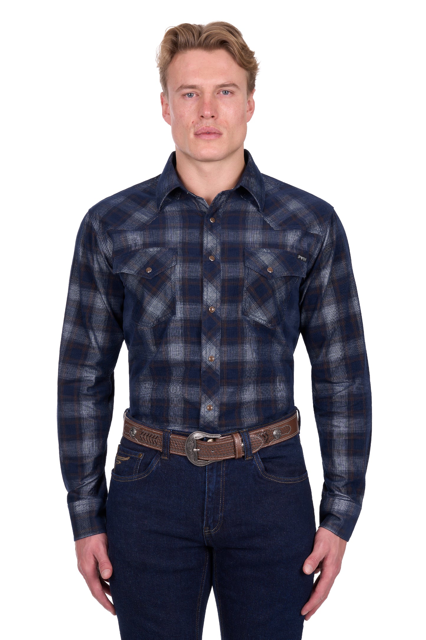 Pure Western Men’s Harley Check Cord Western Long Sleeve Shirt