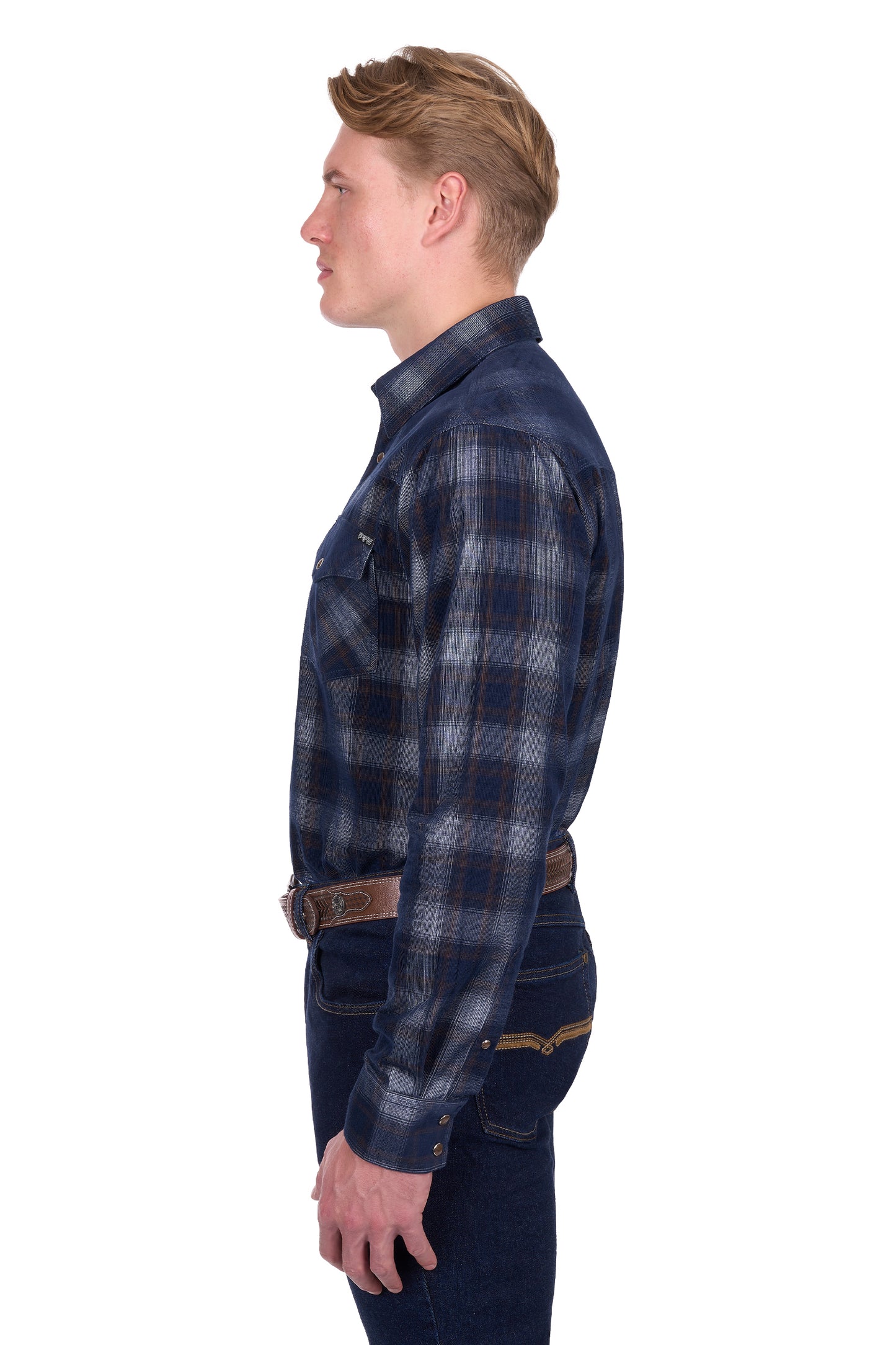 Pure Western Men’s Harley Check Cord Western Long Sleeve Shirt