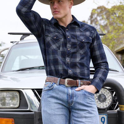 Pure Western Men’s Harley Check Cord Western Long Sleeve Shirt