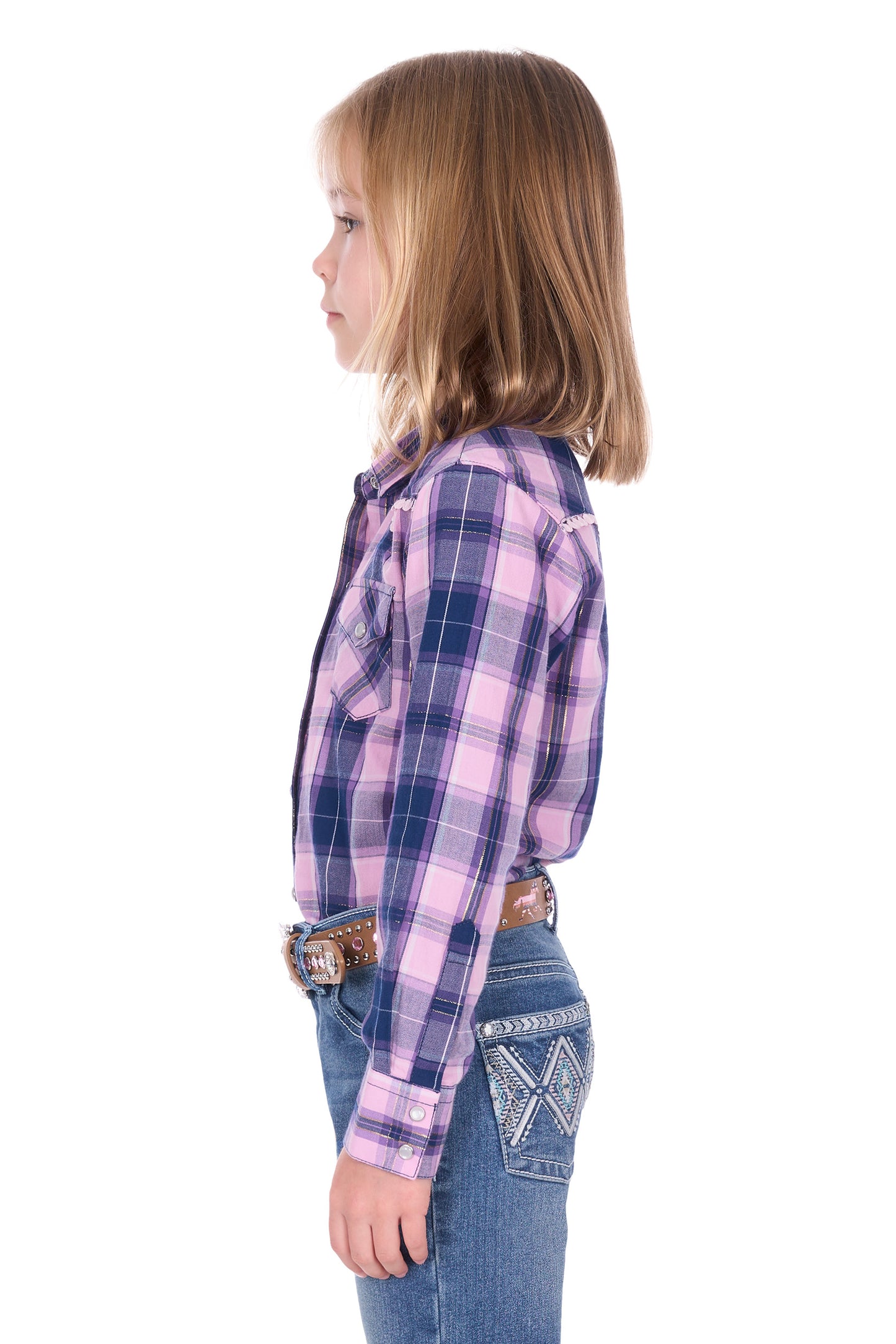 Pure Western Girl’s Arleen Check Western Long Sleeve Shirt
