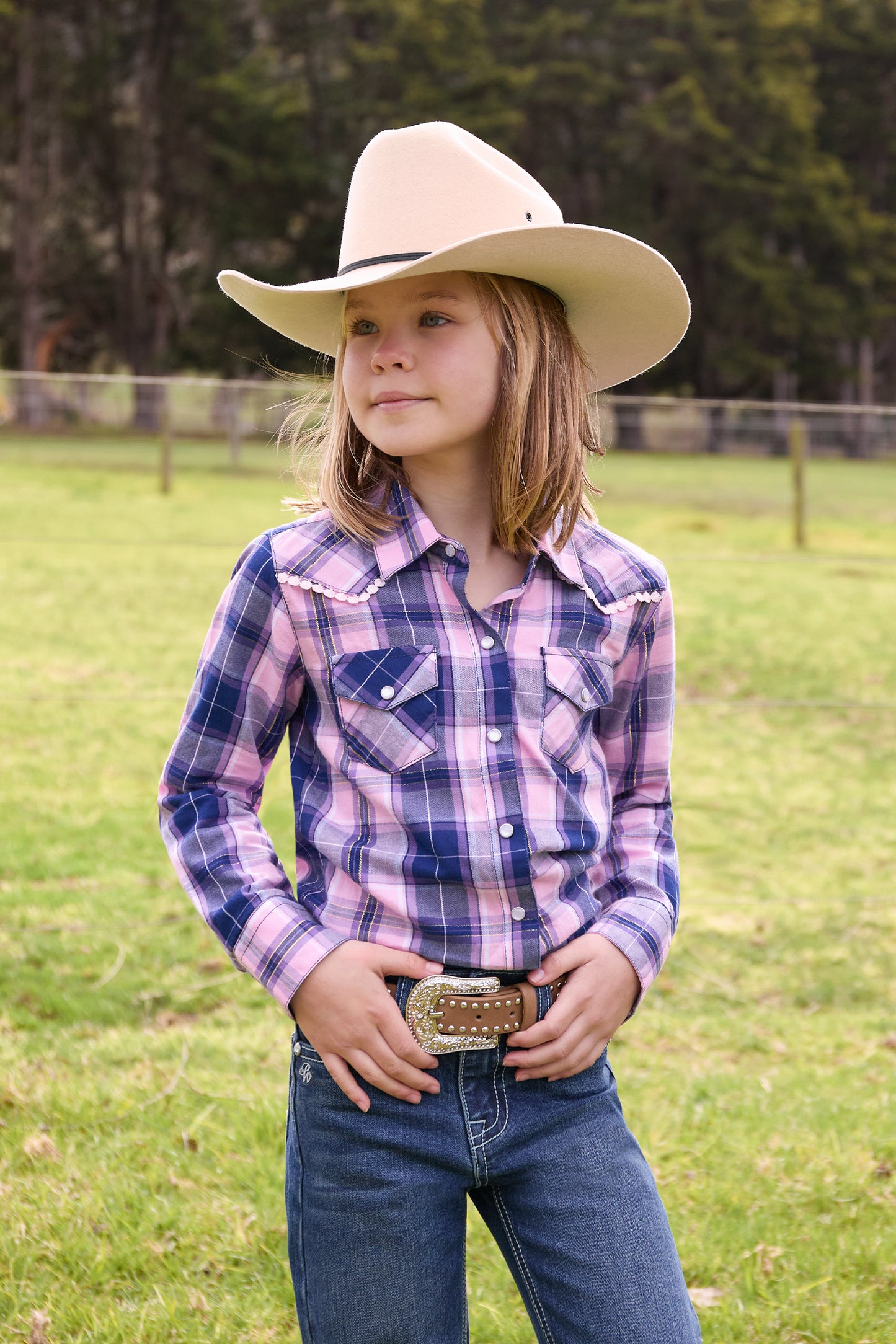 Pure Western Girl’s Arleen Check Western Long Sleeve Shirt