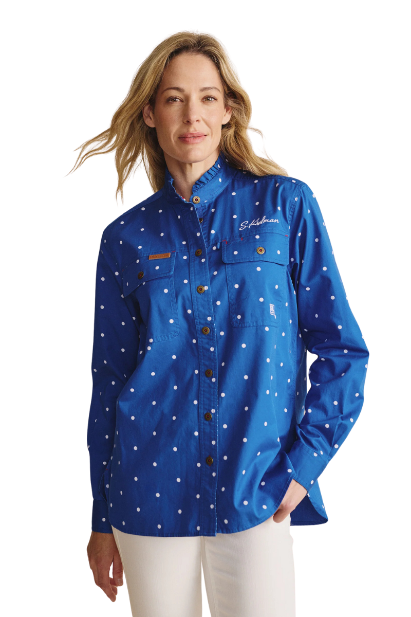 Kidman Women's Lilly Pilly  Light Weight Full Button Work Shirt - Mid Blue