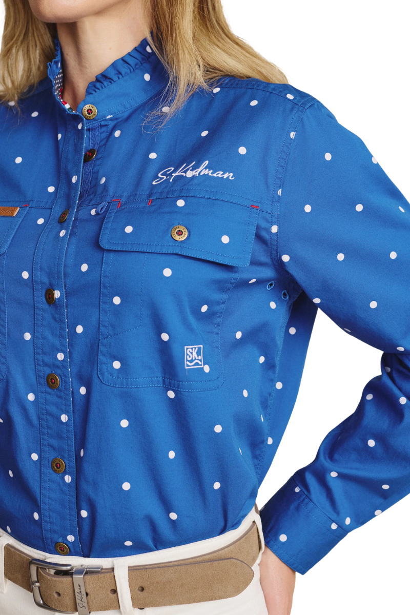 Kidman Women's Lilly Pilly  Light Weight Full Button Work Shirt - Mid Blue