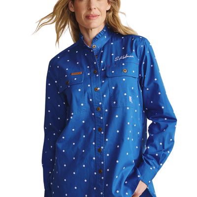 Kidman Women's Lilly Pilly  Light Weight Full Button Work Shirt - Mid Blue