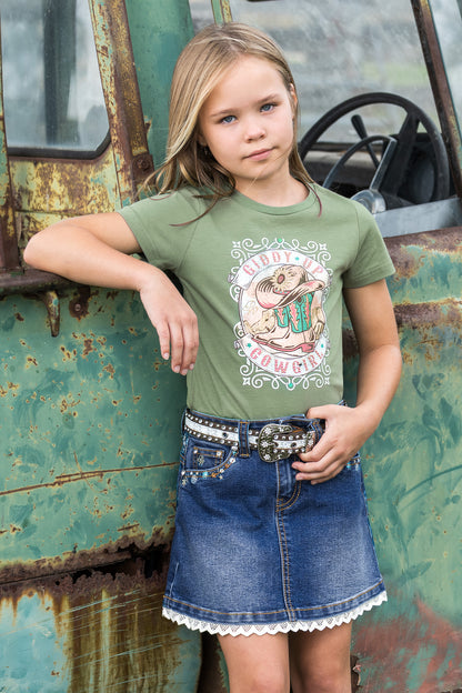 Pure Western Girl’s Bronte Lace Trim Denim Skirt