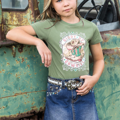 Pure Western Girl’s Bronte Lace Trim Denim Skirt