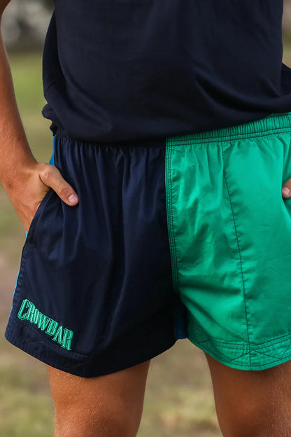 Crowbar Pauly (Mens) Harlequin Drill Short (French Navy | Kelly Green | Electric Blue)
