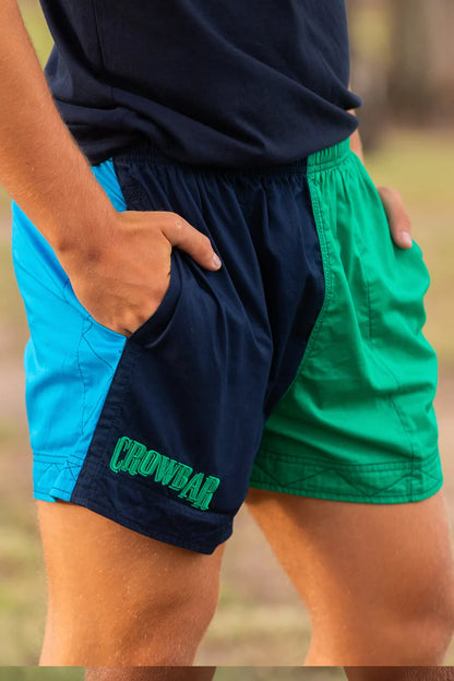 Crowbar Pauly (Mens) Harlequin Drill Short (French Navy | Kelly Green | Electric Blue)