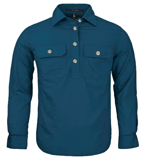PILBARA KIDS 1/2 BUTTON L/S SHIRT