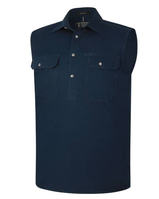 Pilbara Men's Closed Front Sleeveless Shirt -RM700CF