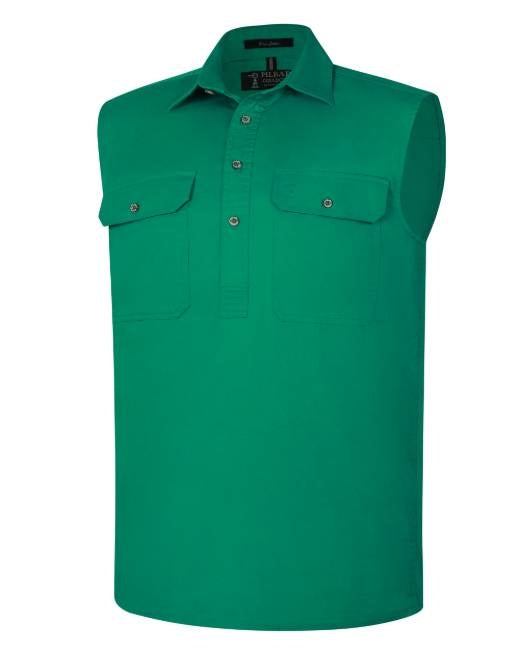 Pilbara Men's Closed Front Sleeveless Shirt -RM700CF