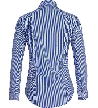 Pilbara Women's Long Sleeve Shirt - Royal and White Stripes