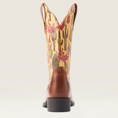 ARIAT WMNS ROUND UP WIDE SQUARE TOE LIONESS/WASHED CACTI