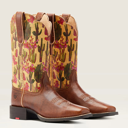 ARIAT WMNS ROUND UP WIDE SQUARE TOE LIONESS/WASHED CACTI