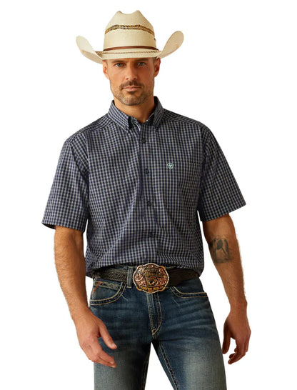 Ariat Mens Pro Series Callum Classic Fit Short Sleeve Shirt - Navy