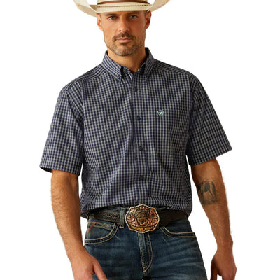 Ariat Mens Pro Series Callum Classic Fit Short Sleeve Shirt - Navy