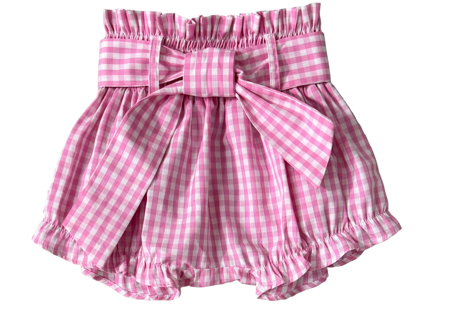 Little Windmill Clothing Co. "Rhiannon" Pink Gingham Baby Bloomers with Tie