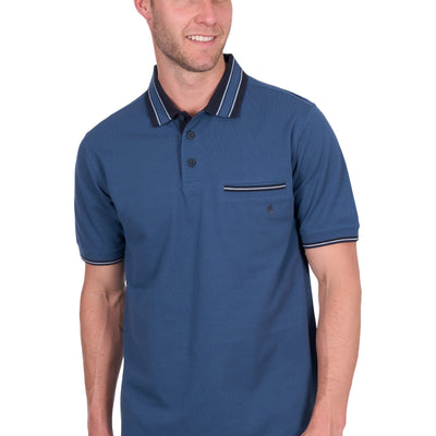 Thomas Cook Men’s Ben Tailored 1-Pocket Short Sleeve Polo - Blue Ocean
